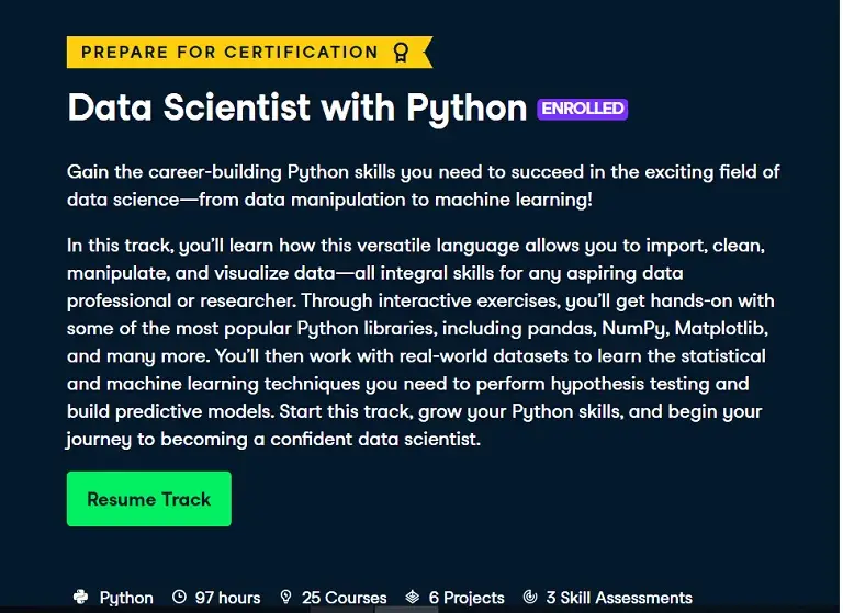 CAREER TRACK - Data Scientist with Python