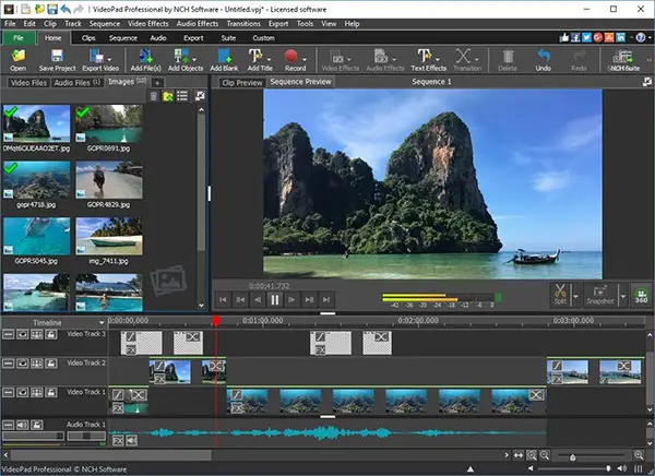 videopad video editor giao dien